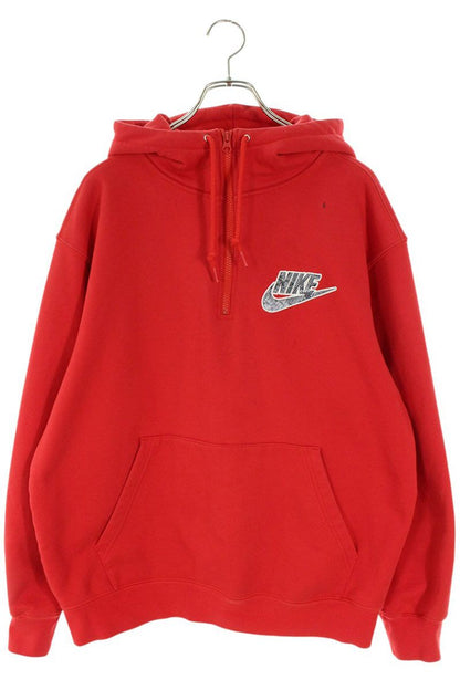 Supreme x Nike 21SS Half Zip Hooded Sweatshirt Red Size M