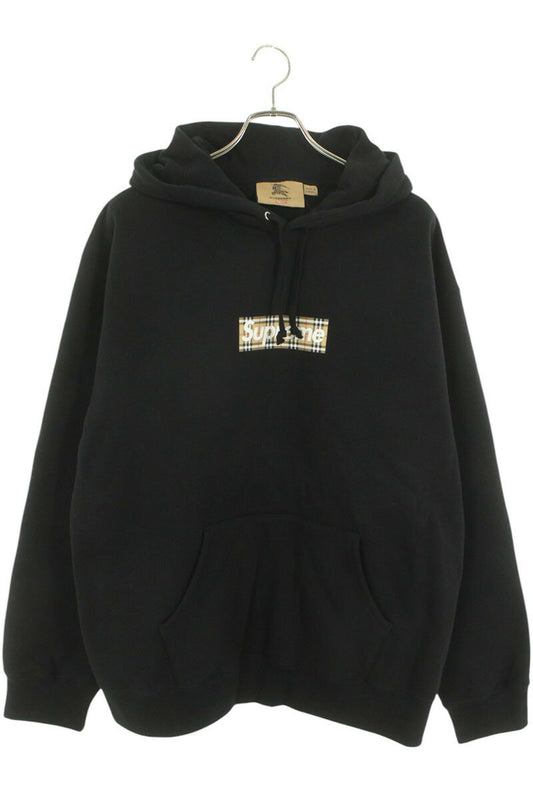 SUPREME x Burberry 22SS Burberry Box Logo Hooded Sweatshirt Black Size XL