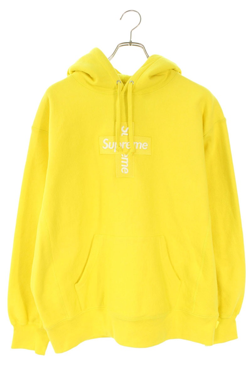 Supreme 20AW Cross Box Logo Hooded Sweatshirt Yellow Size M