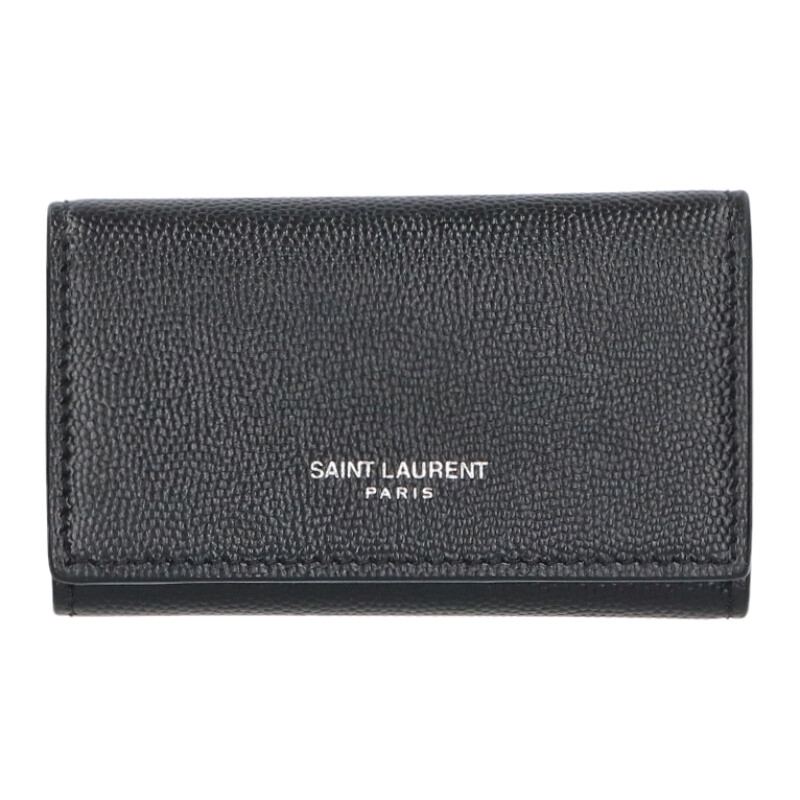Saint Laurent Paris Leather 4-key case in black One Size