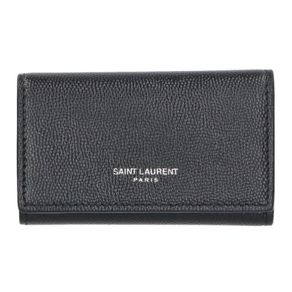 Saint Laurent Paris Leather 4-key case in black One Size
