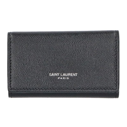 Saint Laurent Paris Leather 4-key case in black One Size