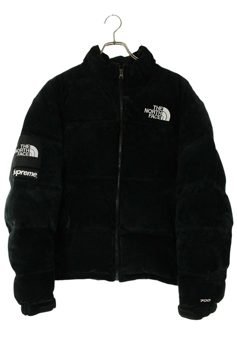 SUPREME x TNF 23AW Suede Nuptse Jacket Black Size M
