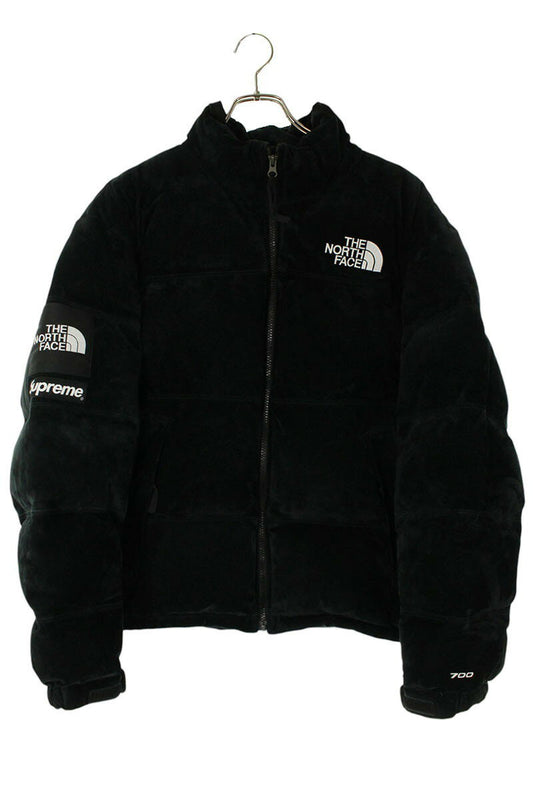 SUPREME x TNF 23AW Suede Nuptse Jacket Black Size M