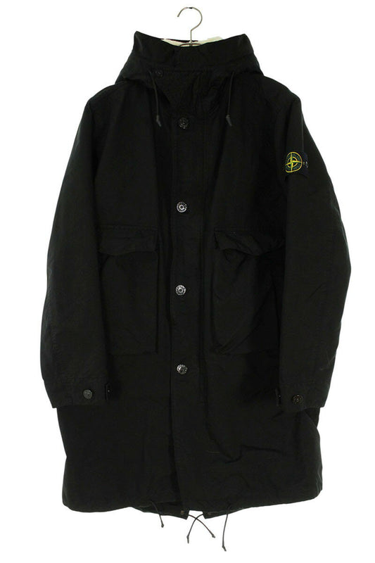 STONEISLAND Wool Lined Mouton Hooded Coat Black Size M
