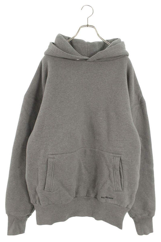 Balenciaga Logo Embroidered Hoodie Gray Size XS