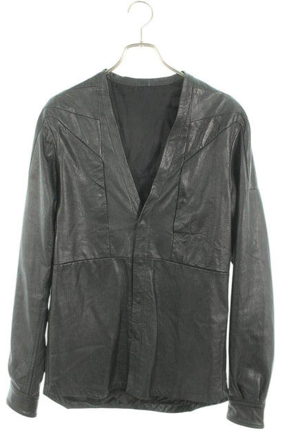 Rick Owens 24AW LBW Collarless Leather Jacket Black Size 44