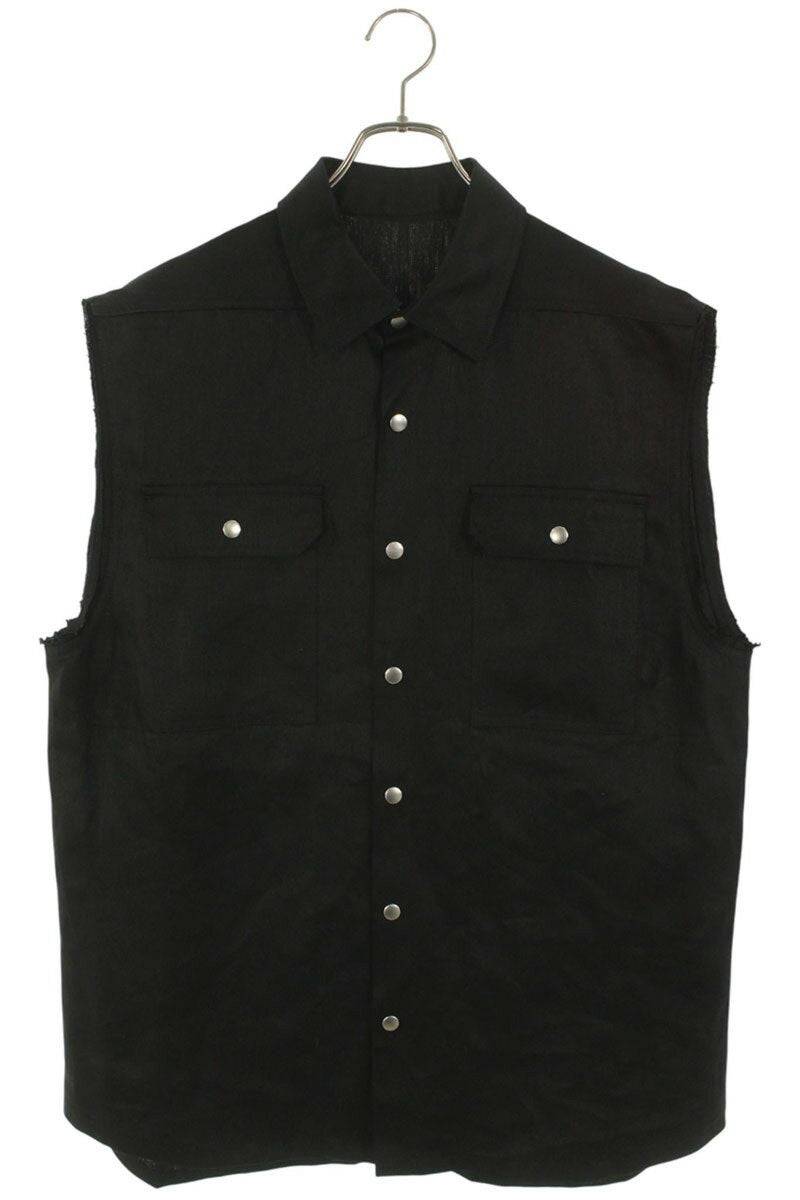Vintage Rick Owens Tops - Rick Owens Jumbo Outer Sleeveless Shirt Linen Black Size 46 - Authentic Archive