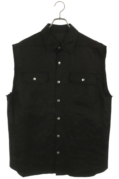 Vintage Rick Owens Tops - Rick Owens Jumbo Outer Sleeveless Shirt Linen Black Size 46 - Authentic Archive