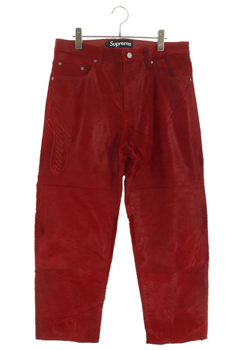 Supreme 25SS Leather Long Pants Red US 32