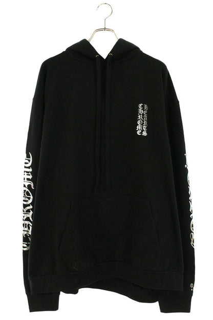 Chrome Hearts Logo Print Pullover Hoodie Black x Silver Size XXL