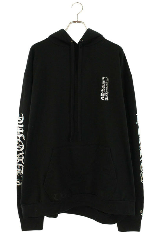 Chrome Hearts Logo Print Pullover Hoodie Black x Silver Size XXL