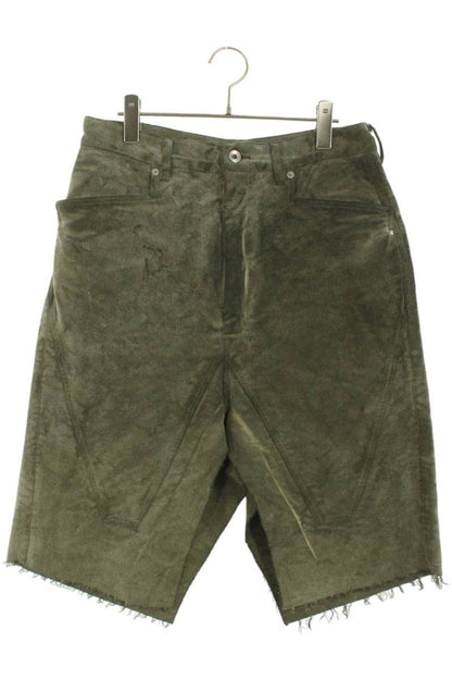 DRKSHDW Cotton flannel skirt shorts with raw hem in khaki Green US 31