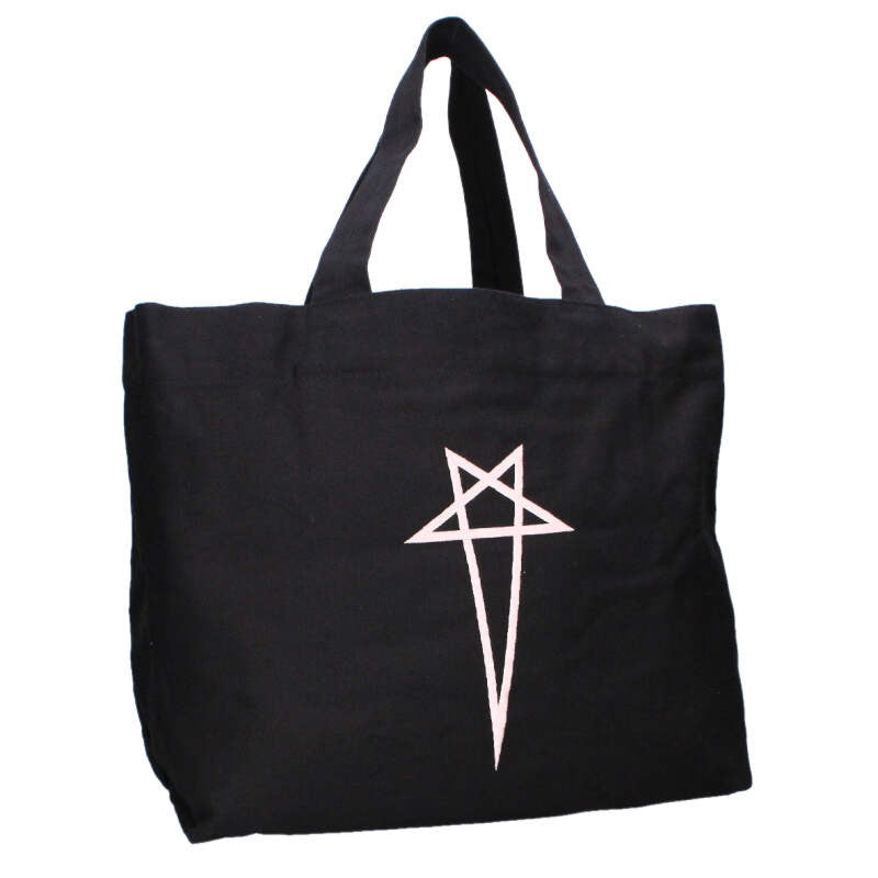 Rick Owens Logo Embroidered Cotton Tote Bag Black