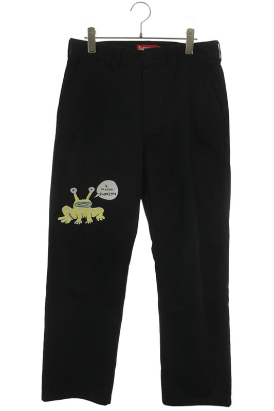 Supreme 20SS Daniel Johnston Embroidered Work Pant Long Pants Black Size 30