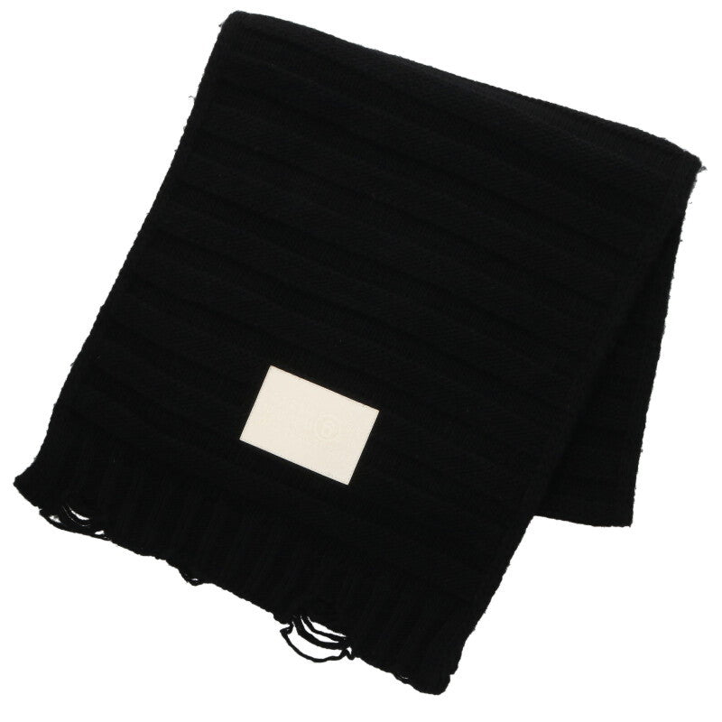 MM6 Logo Patch Distressed Scarf Black