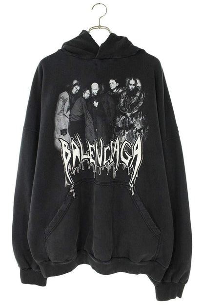 BALENCIAGA 24AW Graffiti Logo Hoodie Black Size M