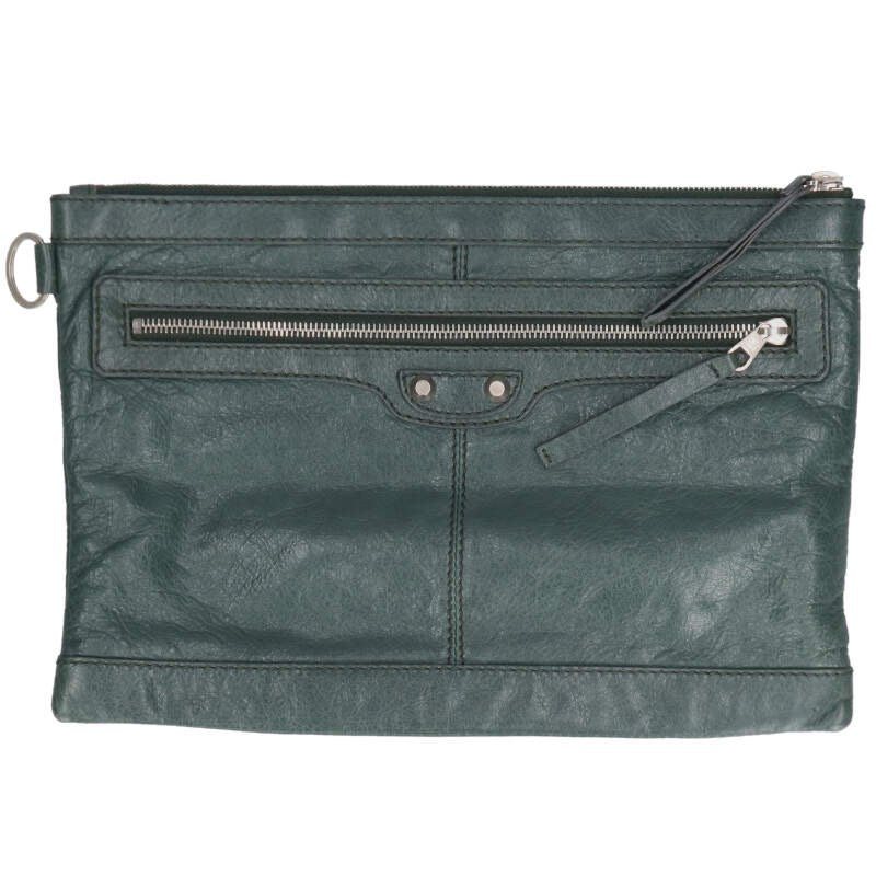 Balenciaga Hair clip Leather clutch bag Black x Silver One Size