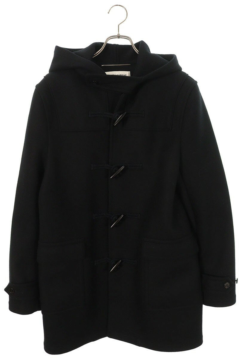 Saint Laurent Paris Hooded Wool Coat Black Size 48