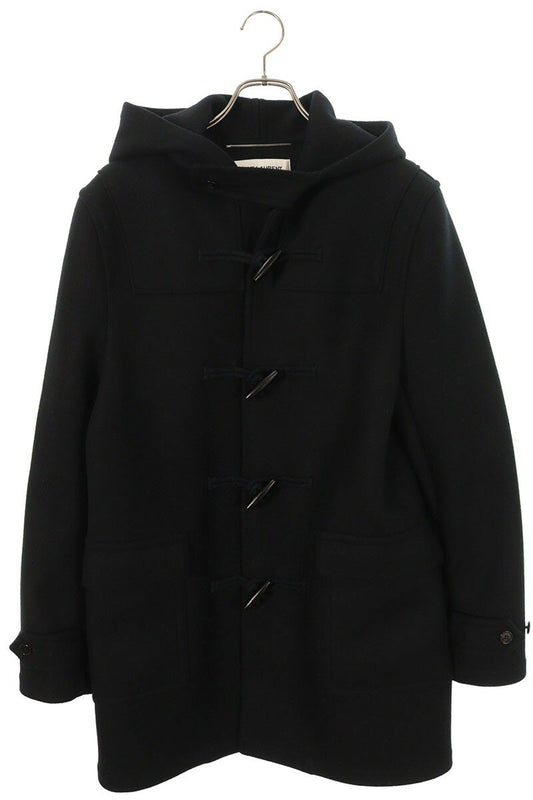 Saint Laurent Paris Hooded Wool Coat Black Size 48