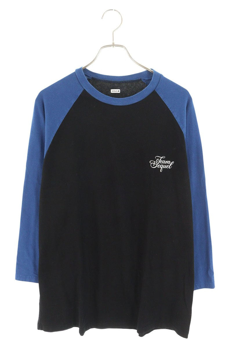 SEQUEL Print Long Sleeve T-Shirt Black x Blue Size XL