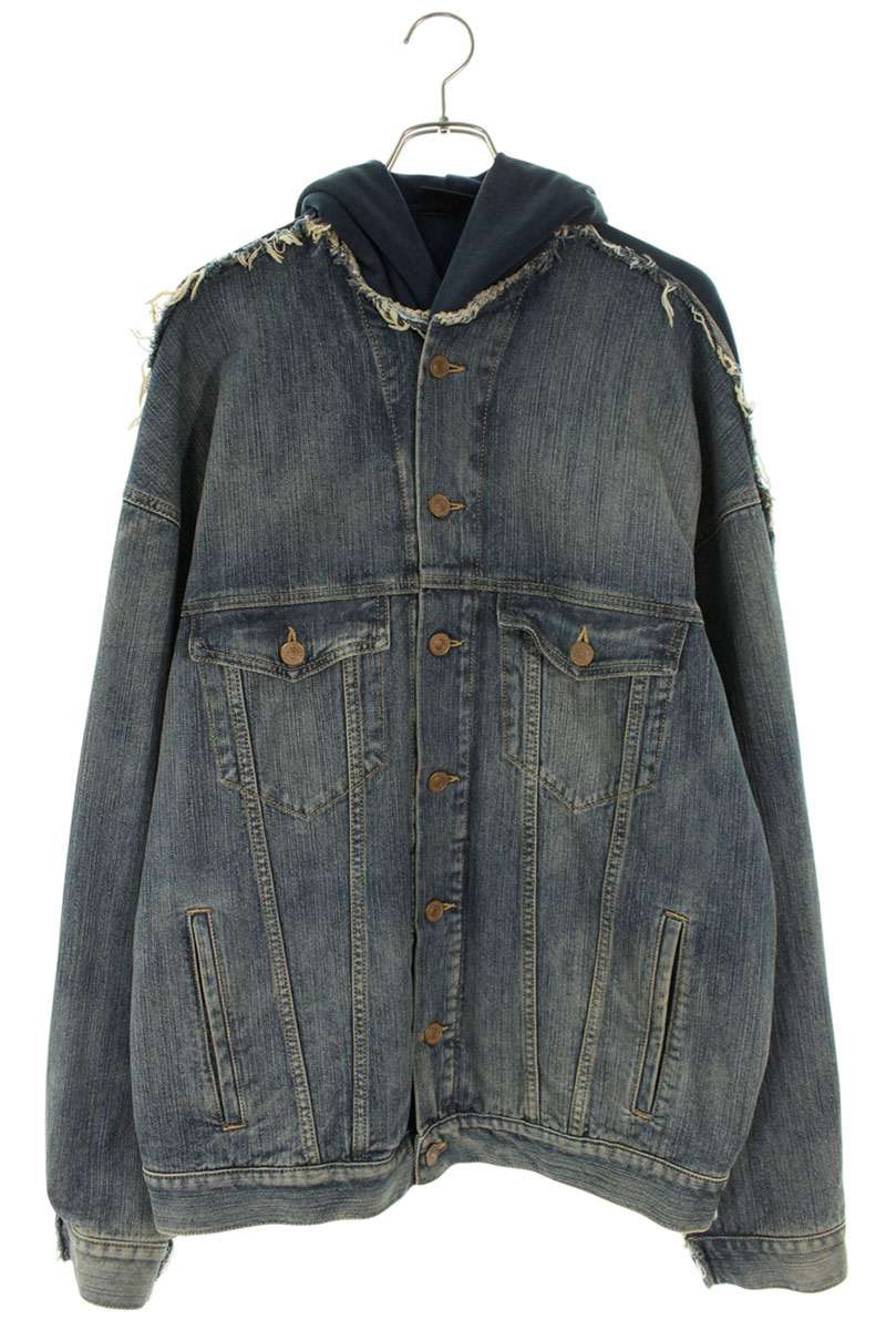 BALENCIAGA 23SS Reconstructed Denim Hoodie Indigo Size S