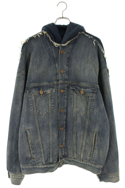 BALENCIAGA 23SS Reconstructed Denim Hoodie Indigo Size S
