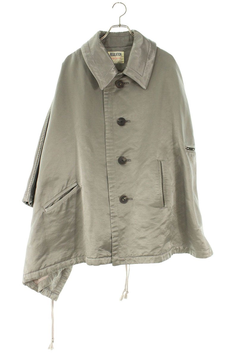 REGULATION Yohji Yamamo asymmetric nylon poncho Silver Size M