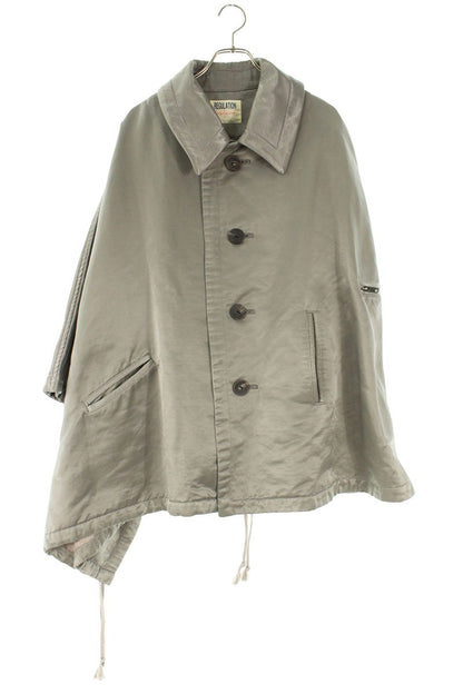 REGULATION Yohji Yamamo asymmetric nylon poncho Silver Size M