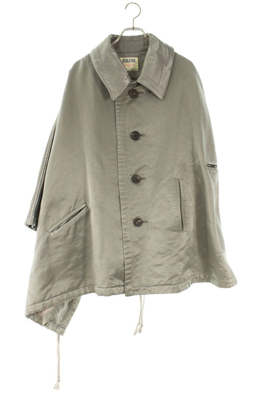REGULATION Yohji Yamamo asymmetric nylon poncho Silver Size M