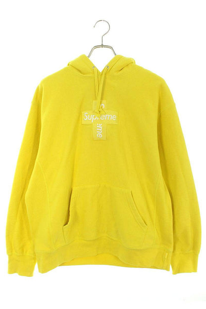 Supreme Cross Box Logo Hooded Sweatshirt Yellow Size M