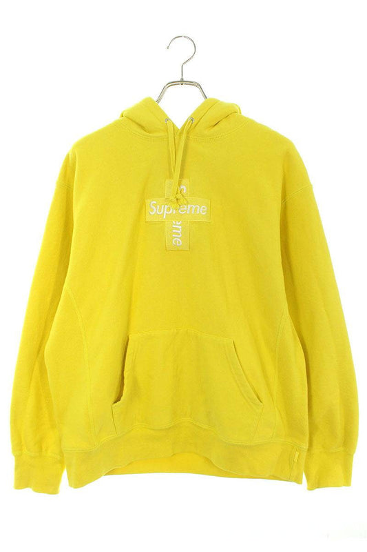 Supreme Cross Box Logo Hooded Sweatshirt Yellow Size M