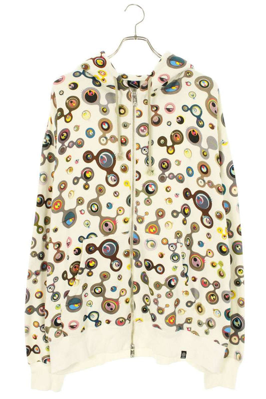 TAKASHI MURAKAMI KAIKAI KIKI Jelly Fish Eyes Sweat Zip Hoodie White Size XXL