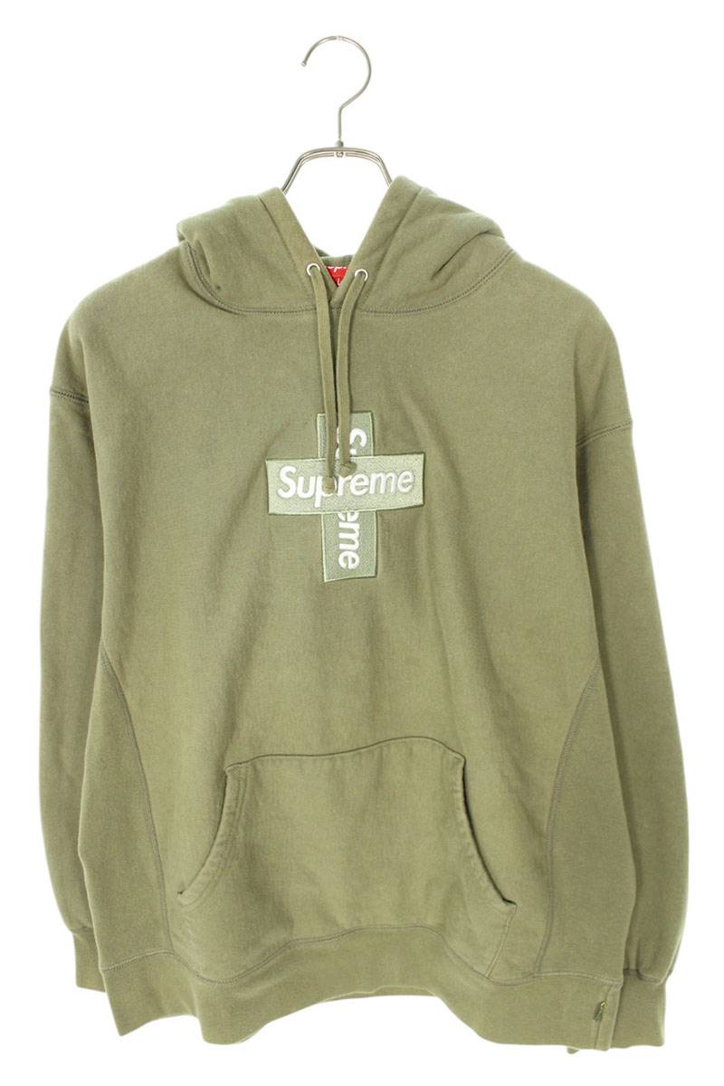 Supreme 20AW Cross Box Logo Hooded Sweatshirt Green Size L