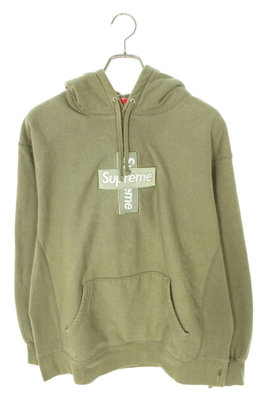 Supreme 20AW Cross Box Logo Hooded Sweatshirt Green Size L