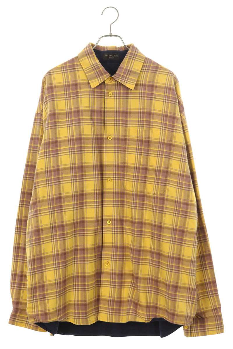 Balenciaga Long Sleeve Shirt Yellow x Blue Size L
