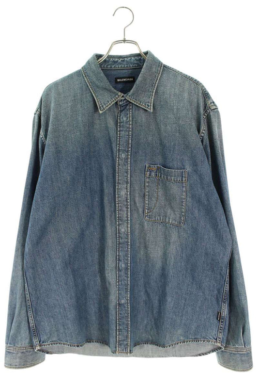Balenciaga 19AW Denim Long Sleeve Shirt Blue Size 39