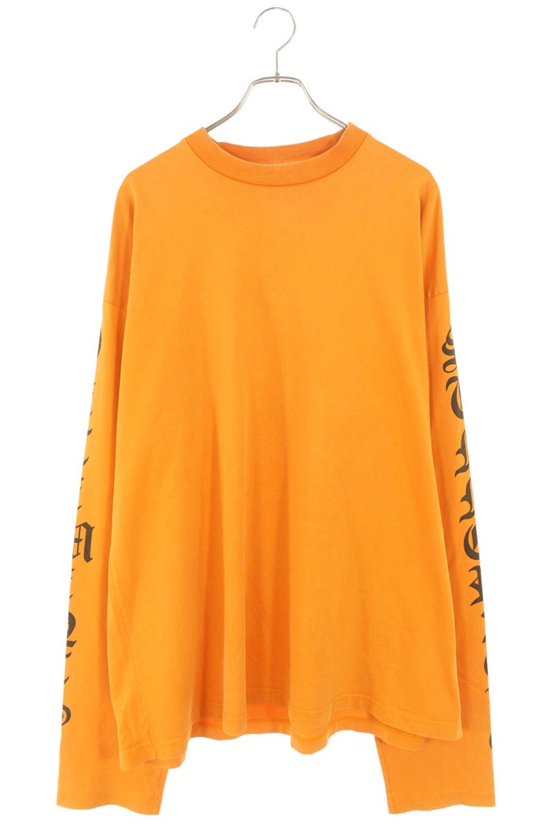 Vetements Logo Print Long Sleeve T-Shirt Orange Size S