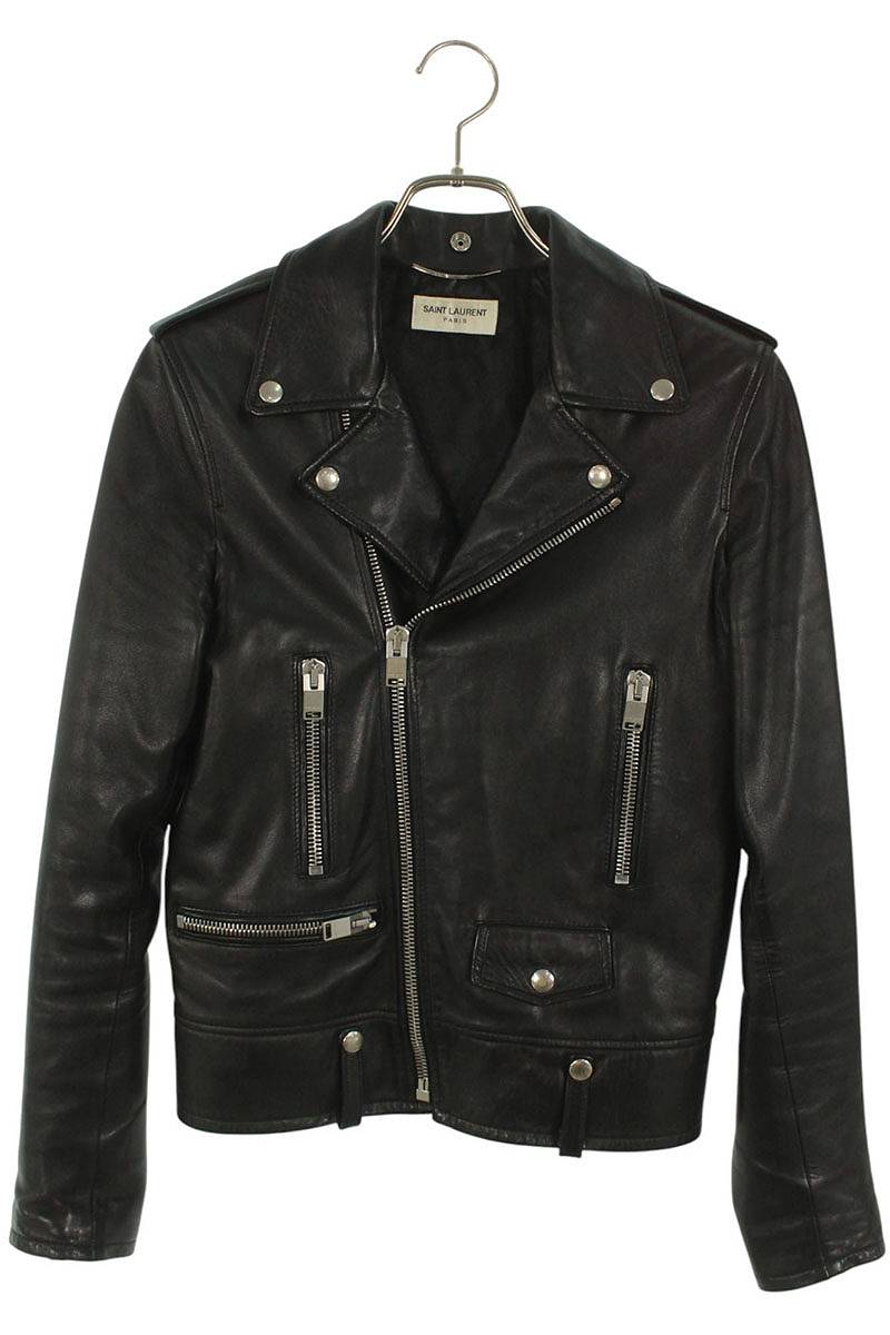 Saint Laurent Paris Classic Leather Jacket Black Size XS