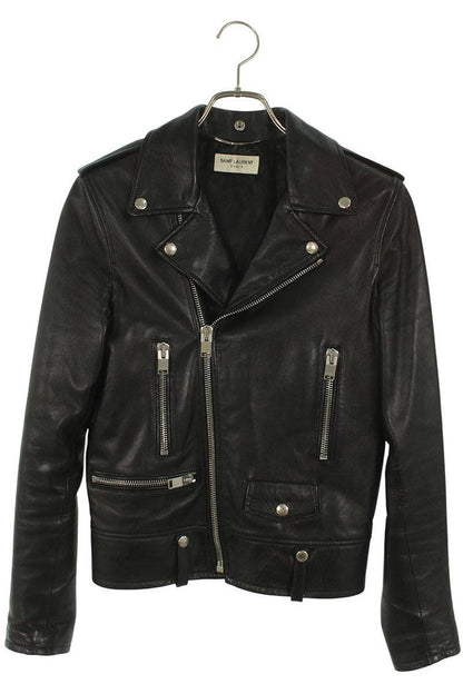 Saint Laurent Paris Classic Leather Jacket Black Size XS