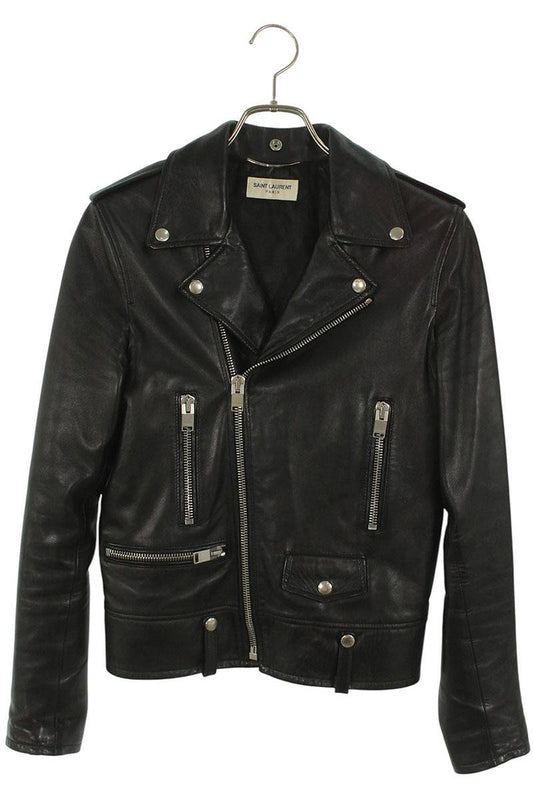 Saint Laurent Paris Classic Leather Jacket Black Size XS