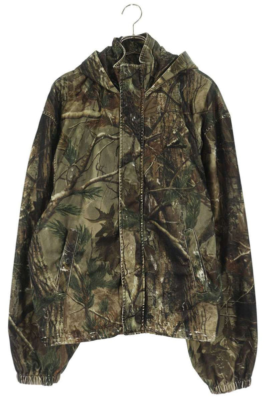 BALENCIAGA Patterned Hooded Work Jacket Khaki Size S