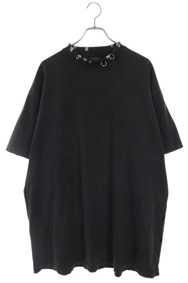 Balenciaga Distressed Oversized T-Shirt Black x Silver Size L