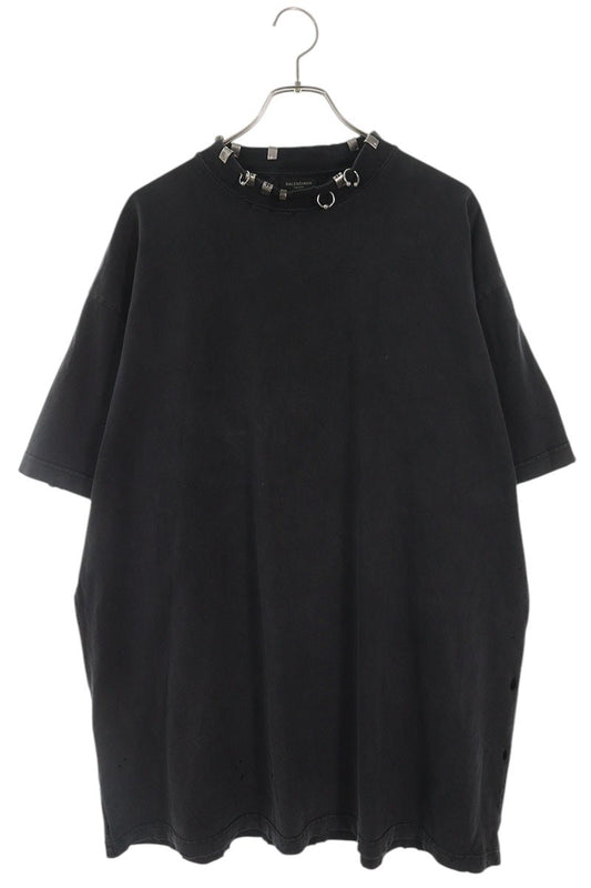 Balenciaga Distressed Oversized T-Shirt Black x Silver Size L