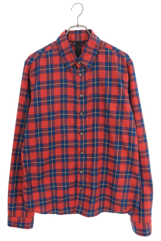 Vintage Chrome hearts Tops - Chrome Hearts Loose-End Long Sleeve Shirt Size L Red x Silver - Authentic Archive