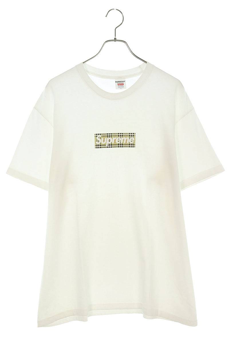 Supreme Burberry Box Logo Tee Logo T-Shirt White Size L