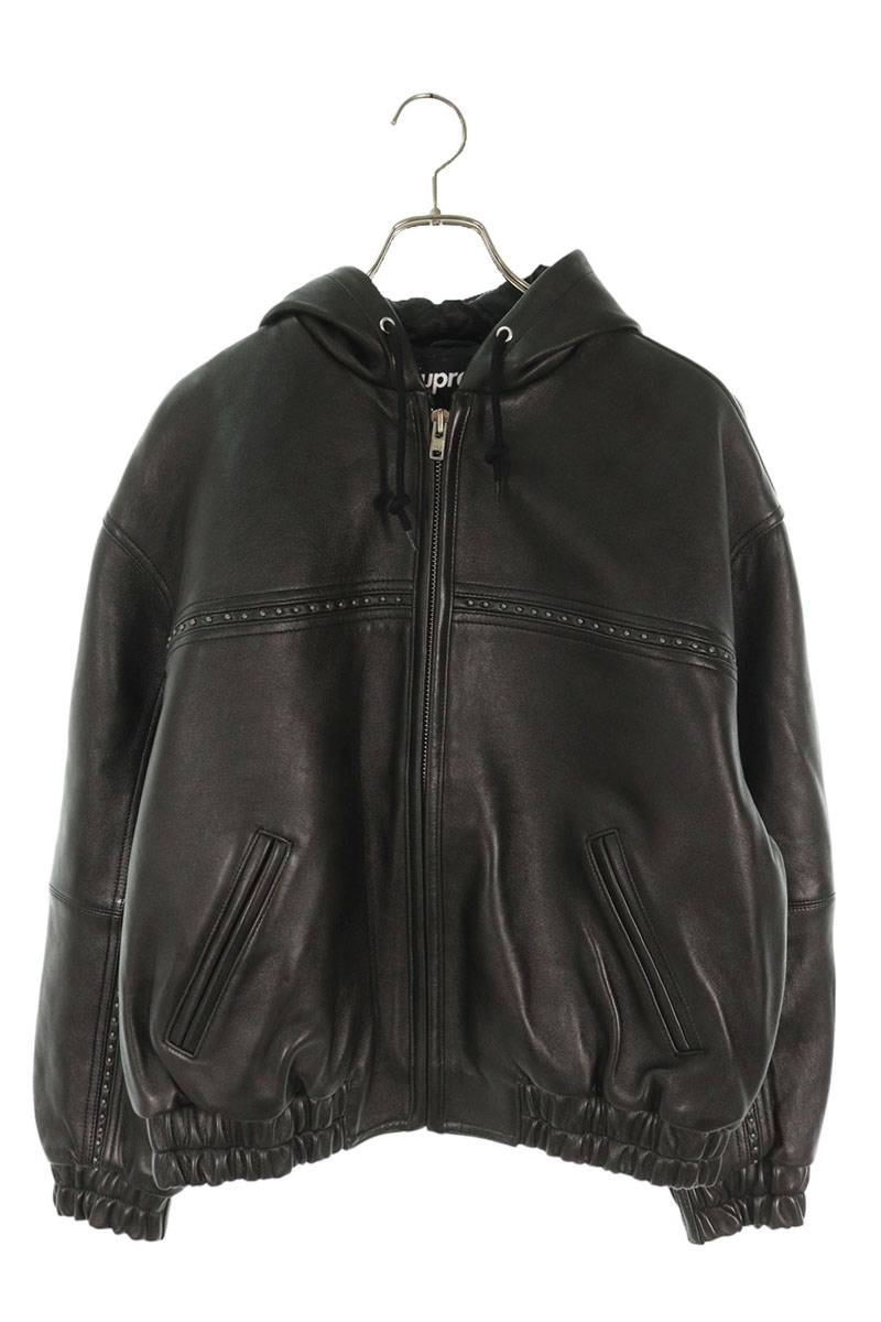 Supreme 25SS Studded Hooded Leather Jacket Black Size S