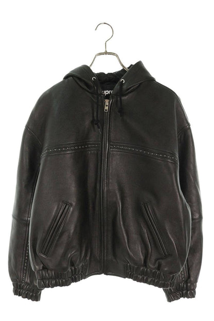 Supreme 25SS Studded Hooded Leather Jacket Black Size S