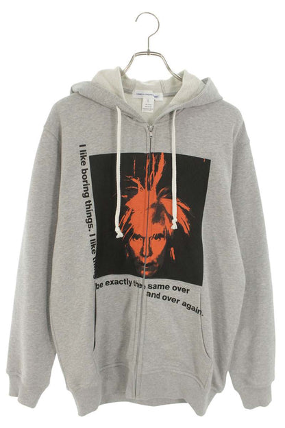 Comme des Garcons Print Hoodie Gray Size L