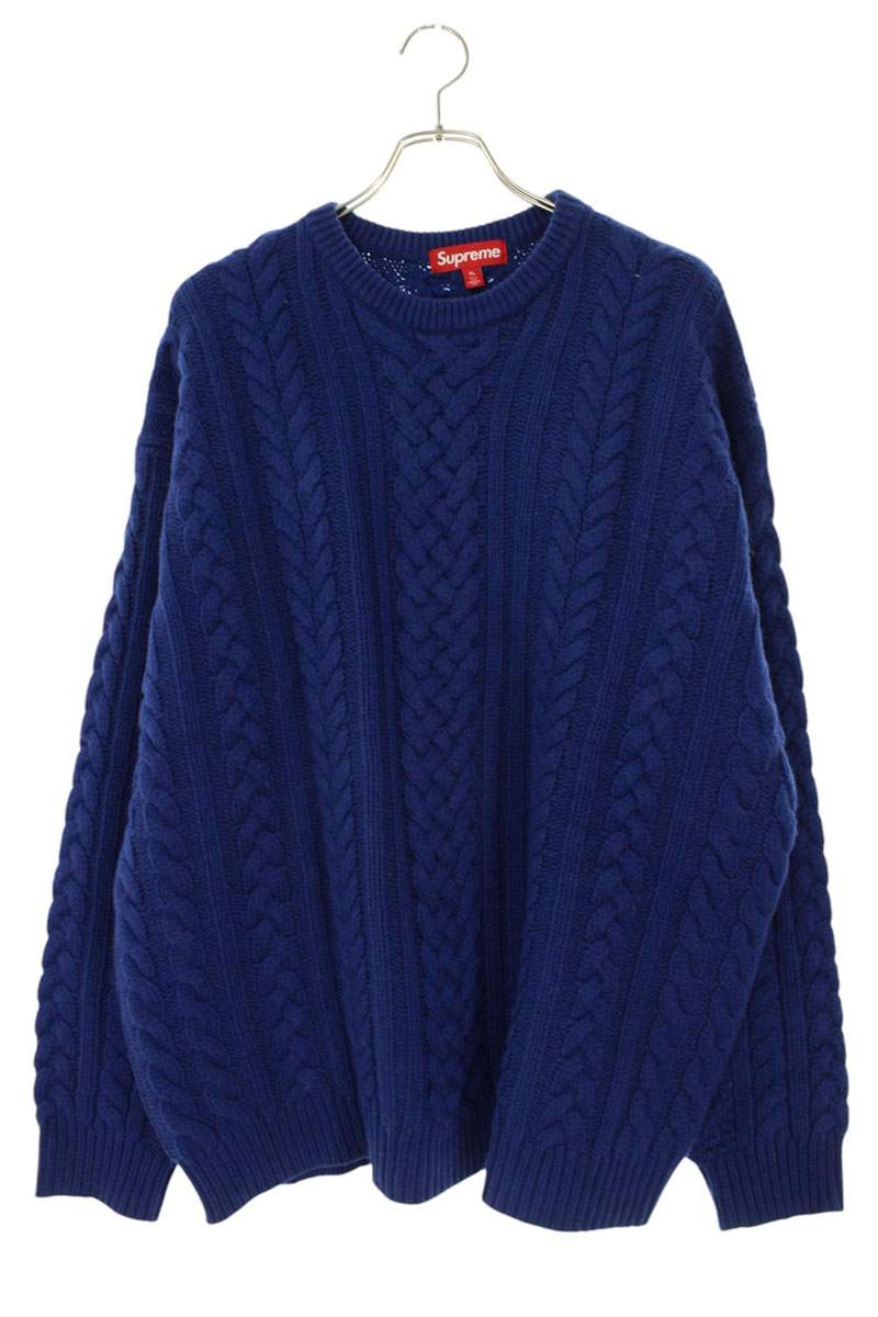 Supreme 23AW Applique Cable Knit Sweater Blue Size XL